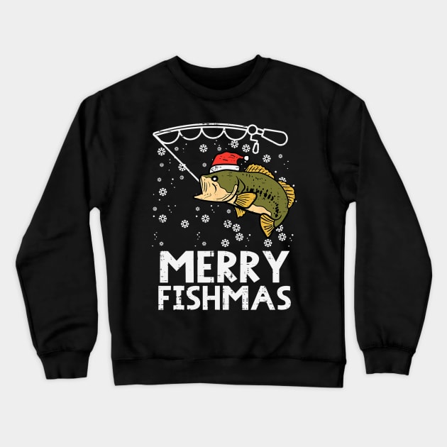 Merry Fishmas Fish Fishing Xmas Christmas Dad Crewneck Sweatshirt by kasperek